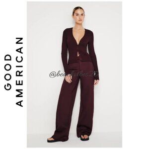 GOOD AMERICAN Sculpting Column Trousers Malbec003 2/26 NWT